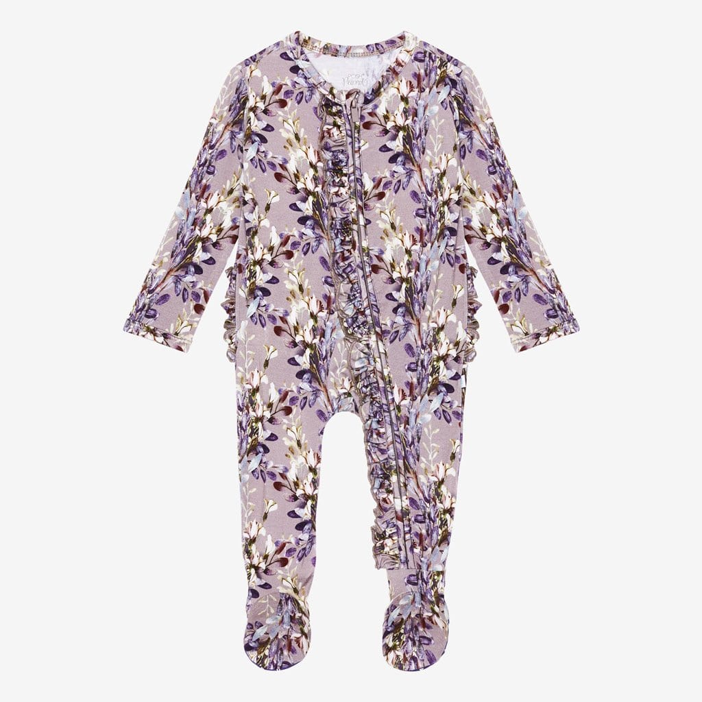 Trinity Floral Footie Ruffled Zippered One Piece