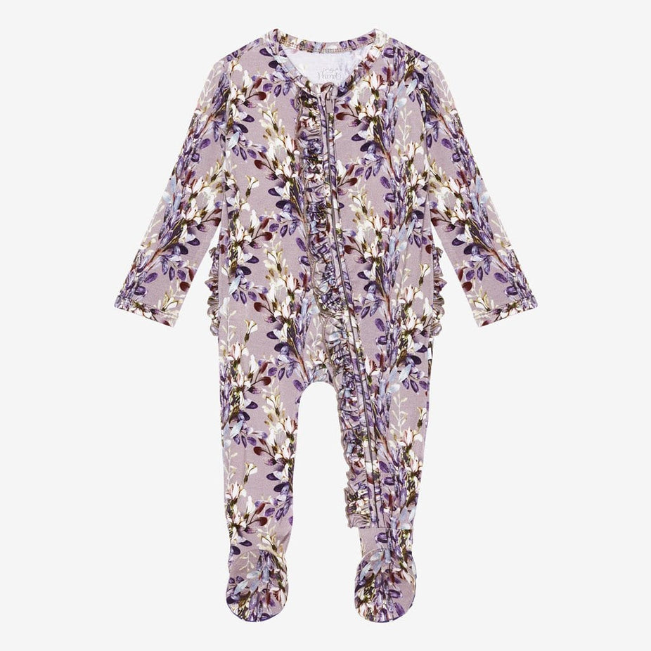 Trinity Floral Footie Ruffled Zippered One Piece