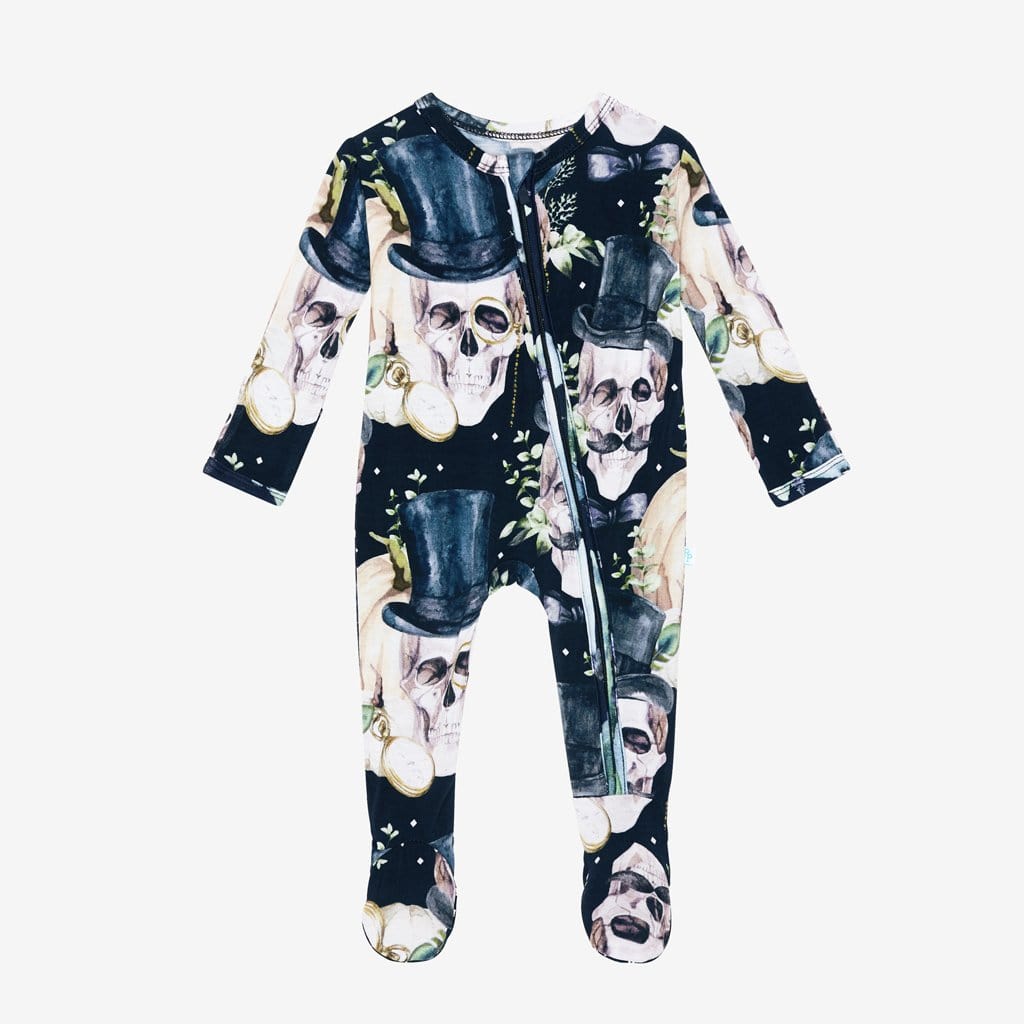 Theodore Black Footie Zippered One Piece
