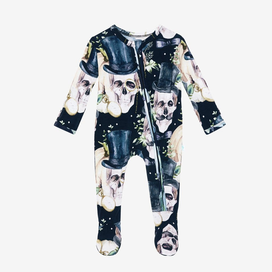 Theodore Black Footie Zippered One Piece