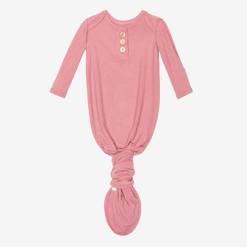 Blush Rose Ribbed Button Knotted Gown