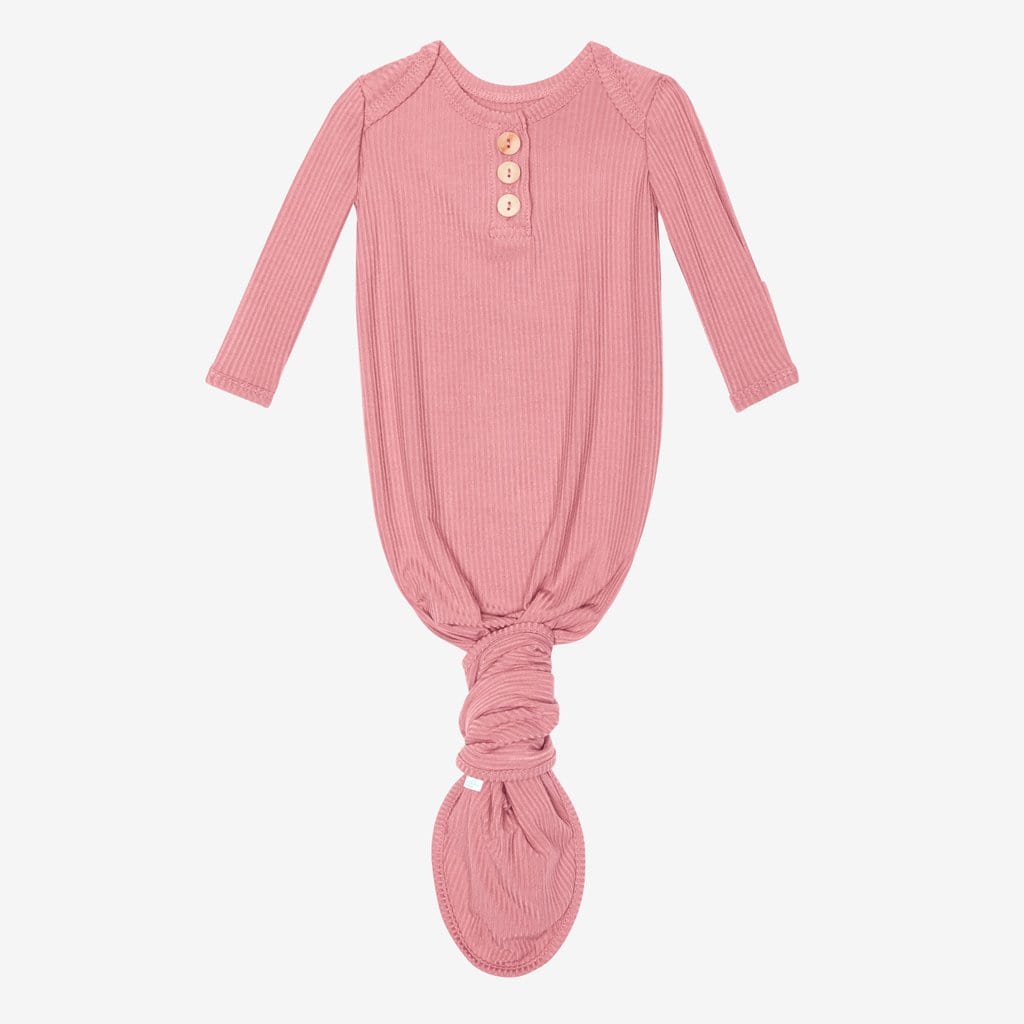 Blush Rose Ribbed Button Knotted Gown
