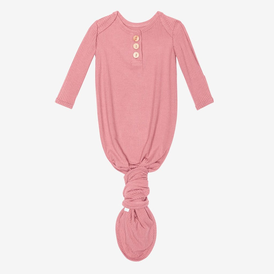 Blush Rose Ribbed Button Knotted Gown