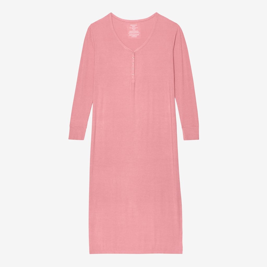 Blush Rose Ribbed Long Sleeve Maxi Dress