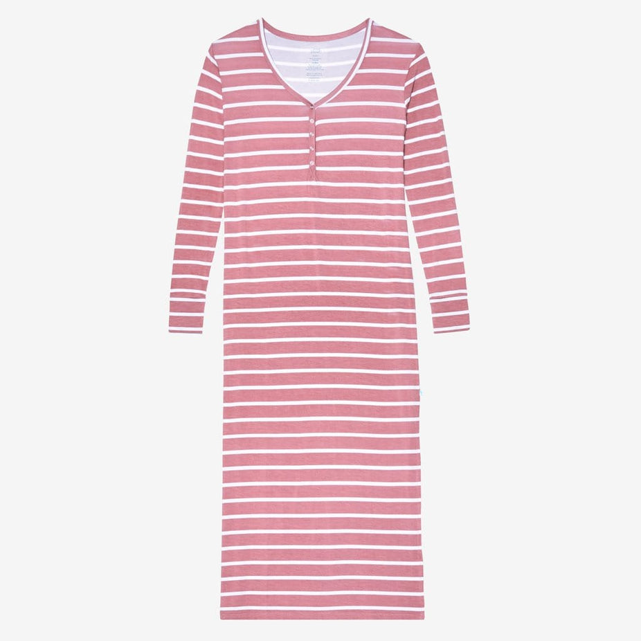 Blush Rose Stripe Long Sleeve Maxi Dress