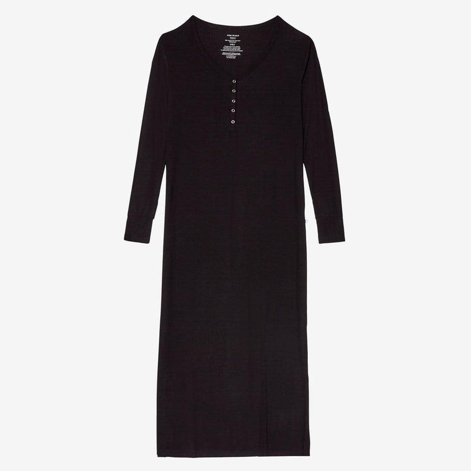 Black Ribbed Long Sleeve Maxi Dress