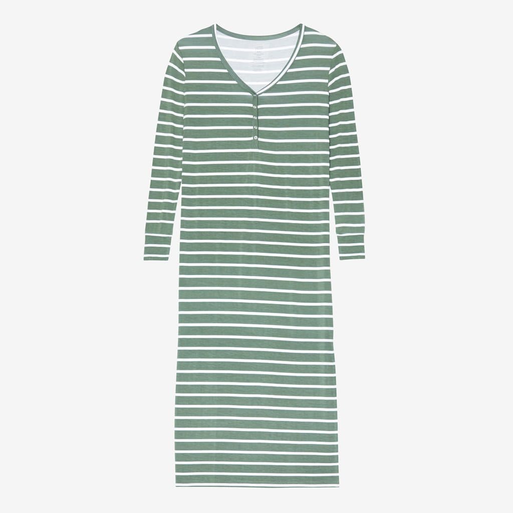 Dark Sage Stripe Long Sleeve Maxi Dress