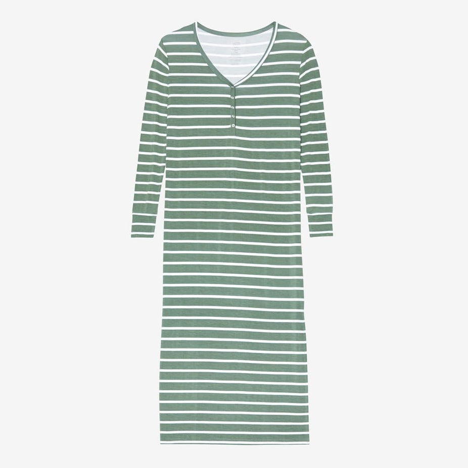 Dark Sage Stripe Long Sleeve Maxi Dress