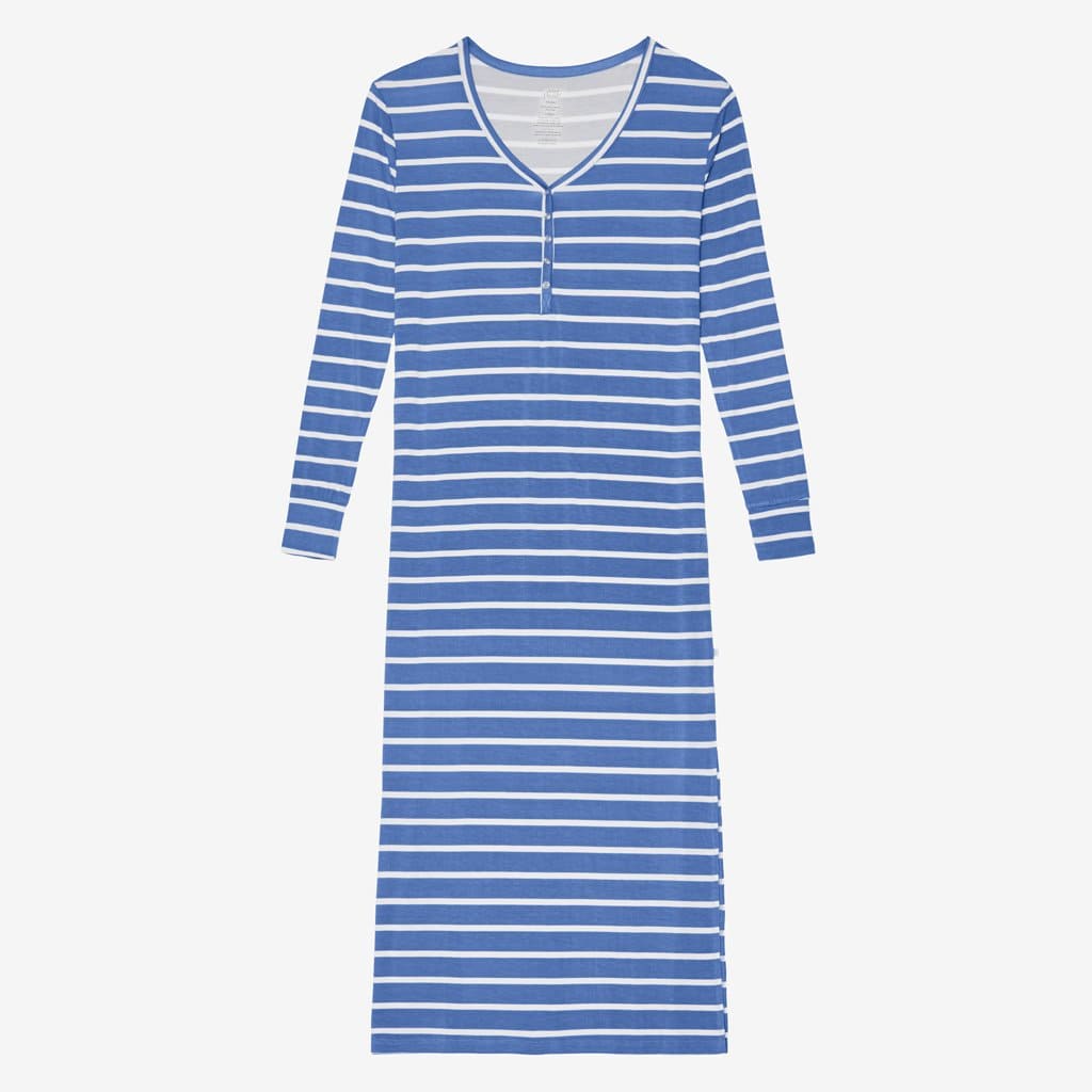 Denim Blue Stripe Long Sleeve Maxi Dress
