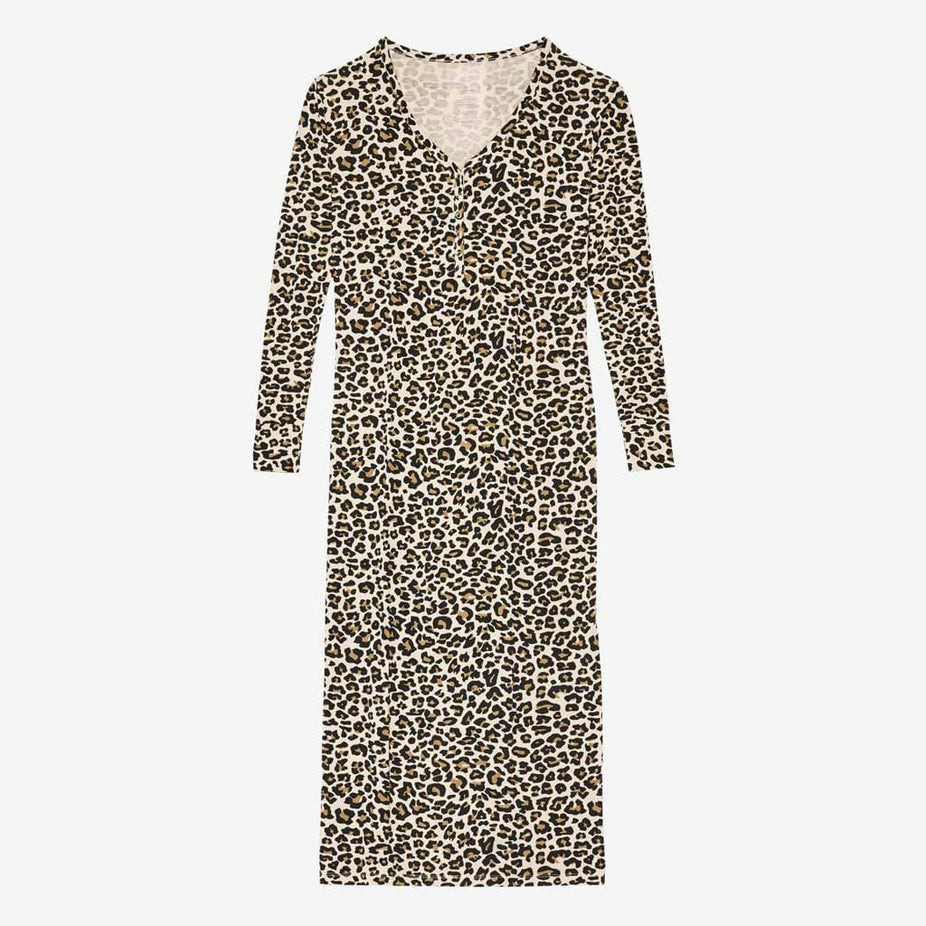 Lana Leopard Tan Long Sleeve Maxi Dress