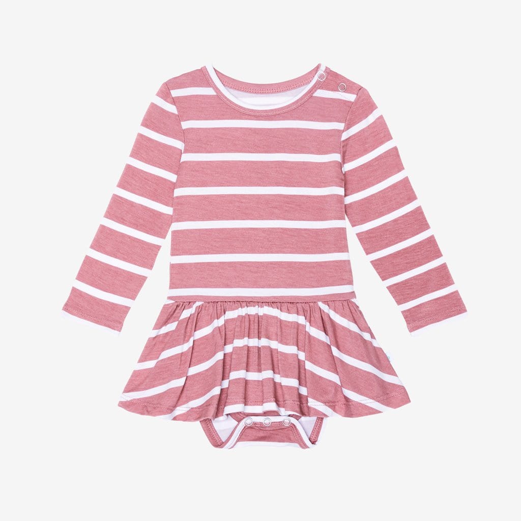 Blush Rose Stripe Long Sleeve Twirl Skirt Bodysuit