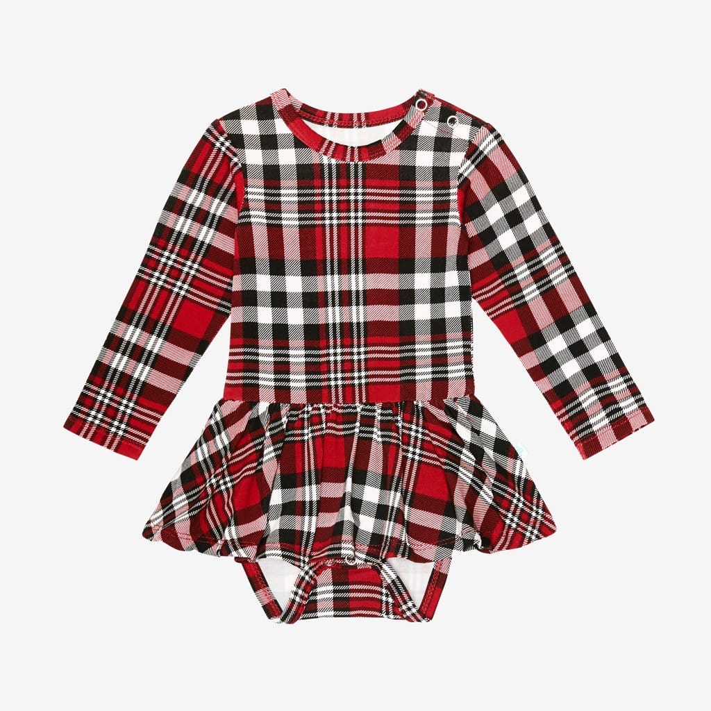 Noah Plaid Long Sleeve Twirl Skirt Bodysuit