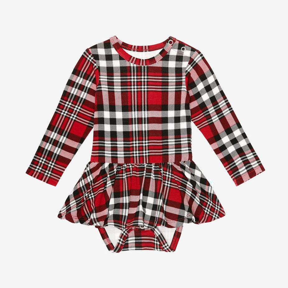 Noah Plaid Long Sleeve Twirl Skirt Bodysuit