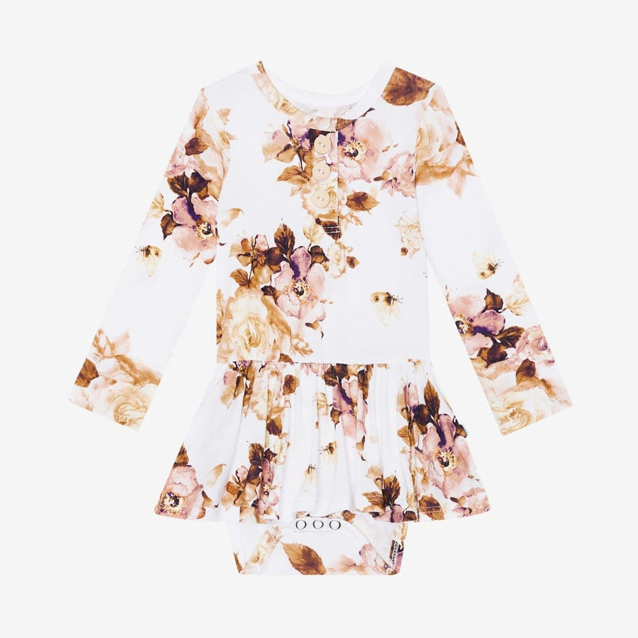 Reese Floral Henley Twirl Skirt Bodysuit