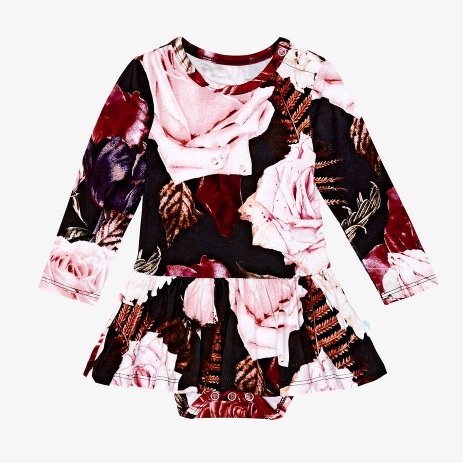 Zoey Floral Long Sleeve Twirl Skirt Bodysuit