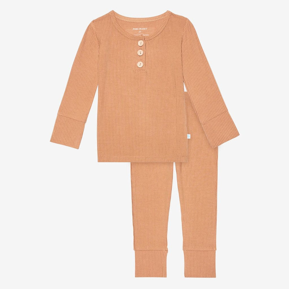 Dark Nude Ribbed Henley Pajamas