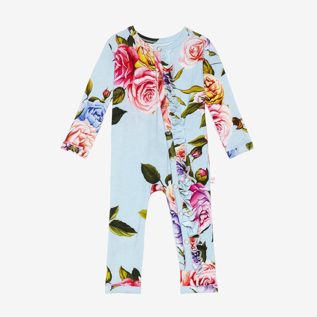 Country Rose Footless Ruffled Zippered One Piece