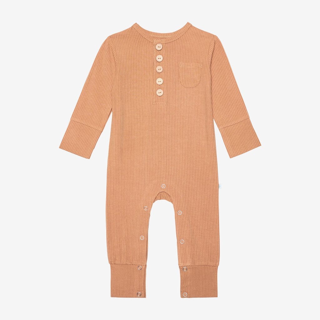 Dark Nude Ribbed Henley Romper