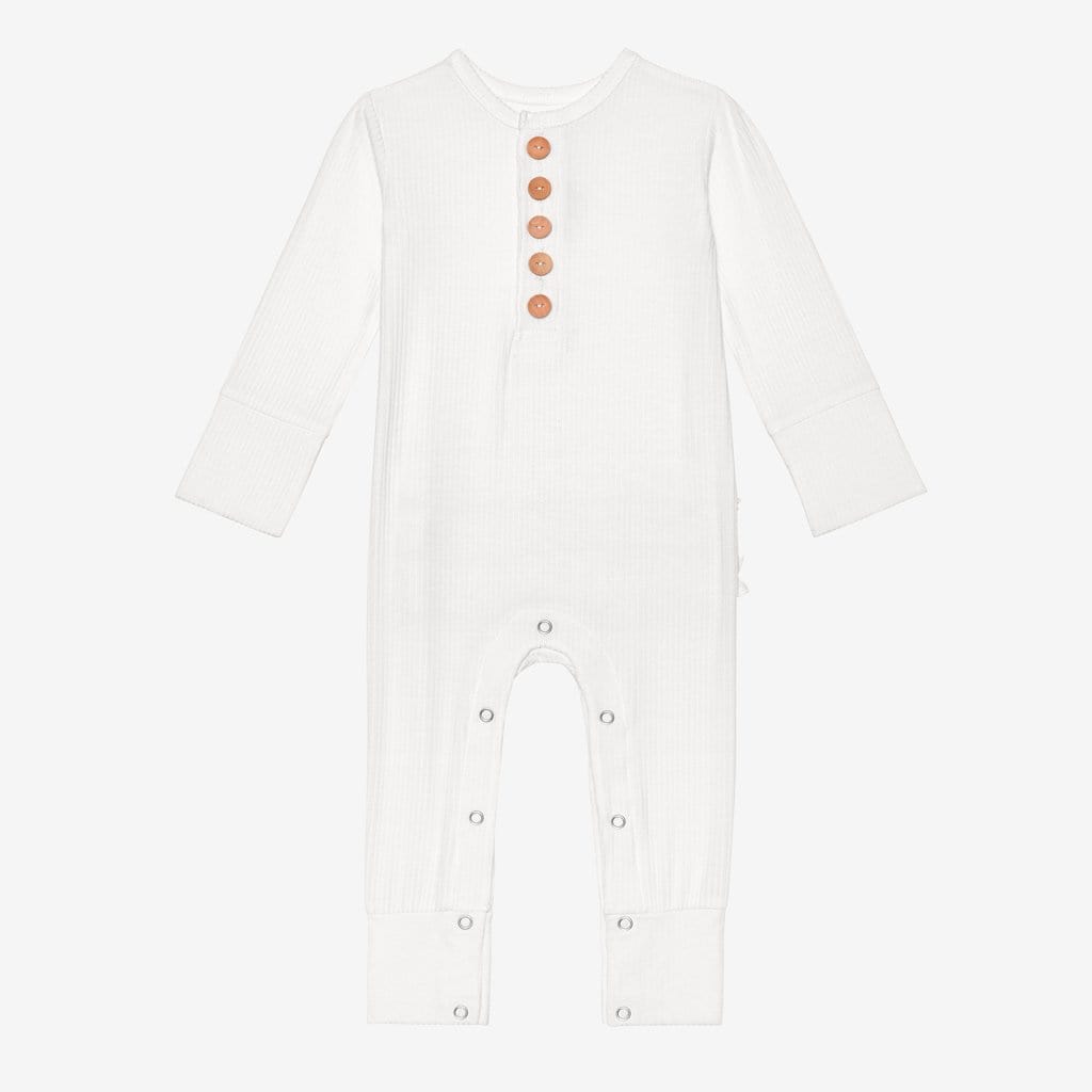 Off White Ribbed Henley Romper