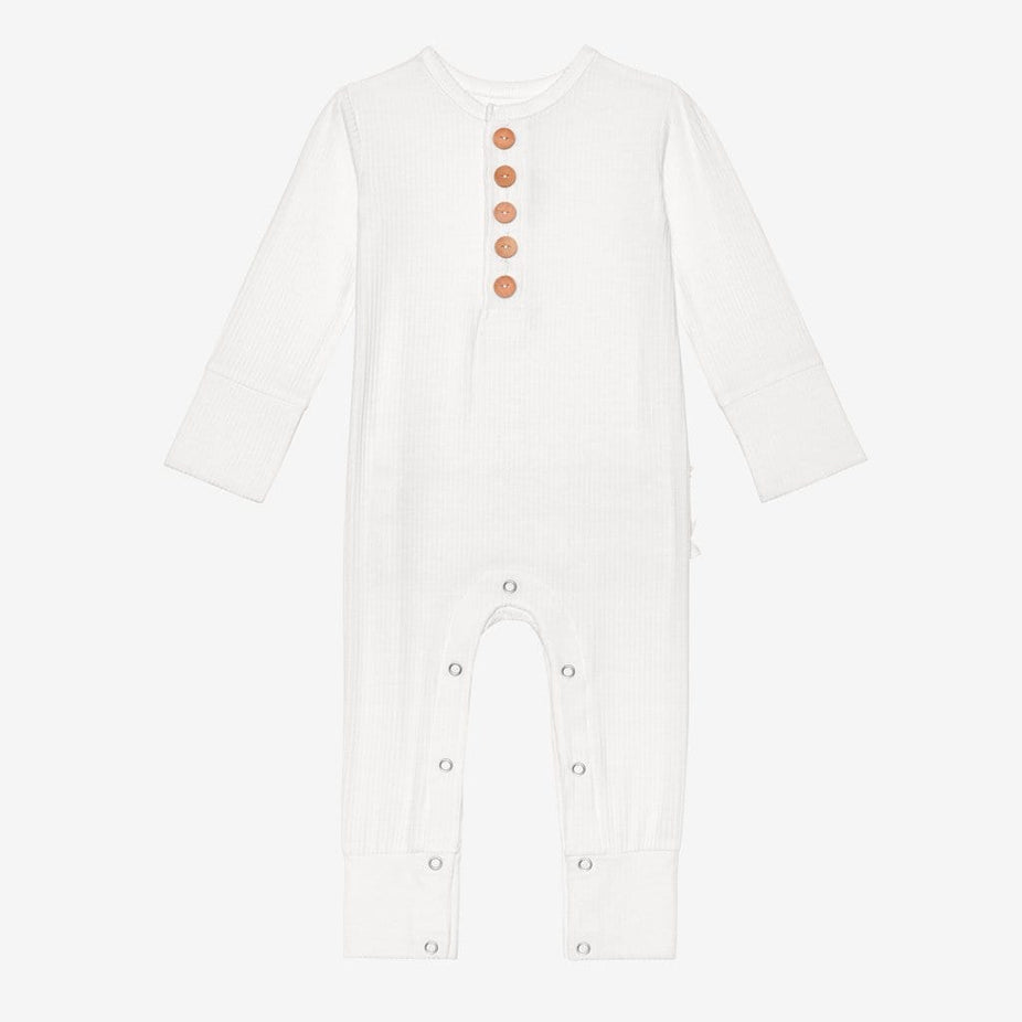 Off White Ribbed Henley Romper