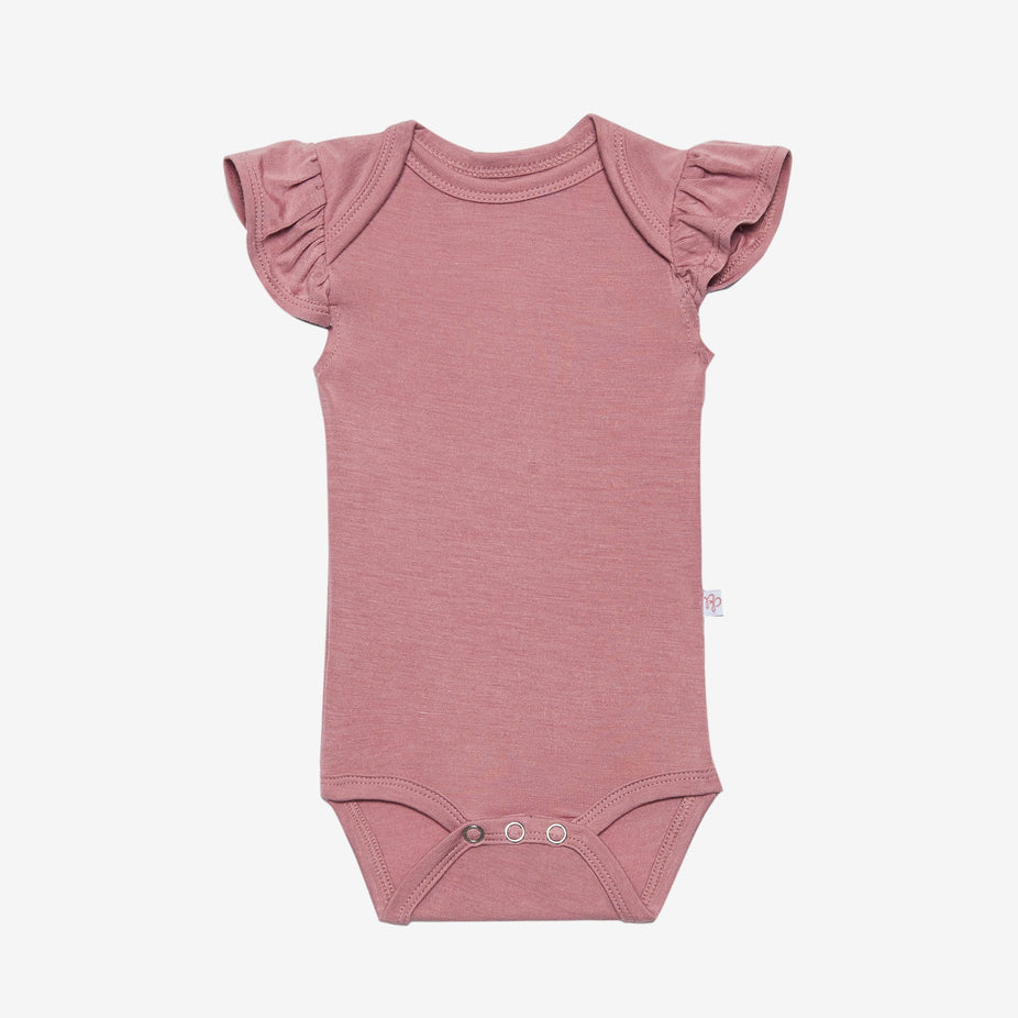 Dusty Rose Ruffled Cap Sleeve Bodysuit