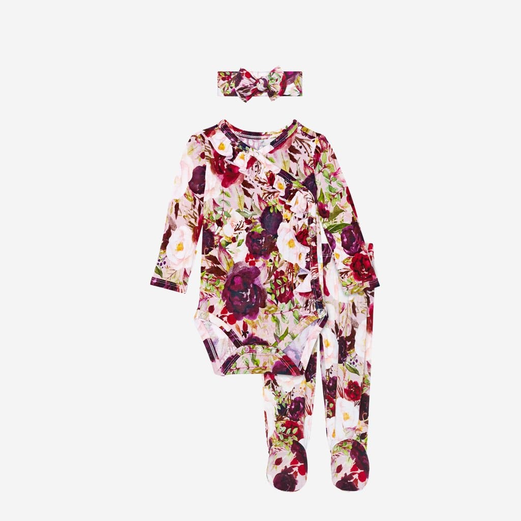 Gracie Floral Ruffled Kimono Set