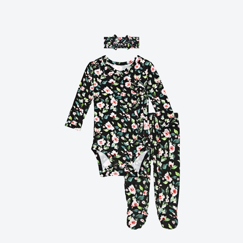 Lina Floral Ruffled Kimono Set