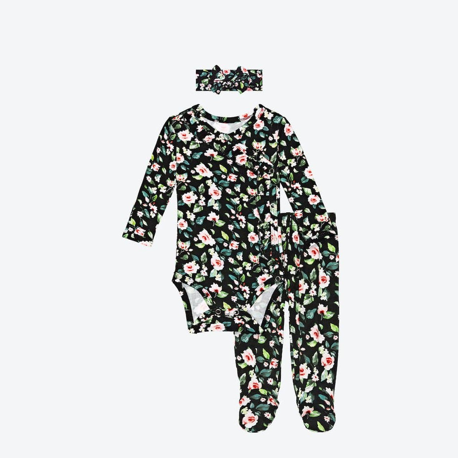 Lina Floral Ruffled Kimono Set