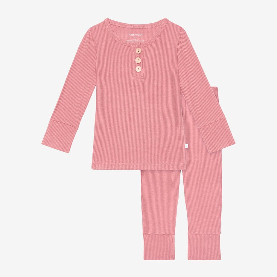 Blush Rose Ribbed Henley Pajamas
