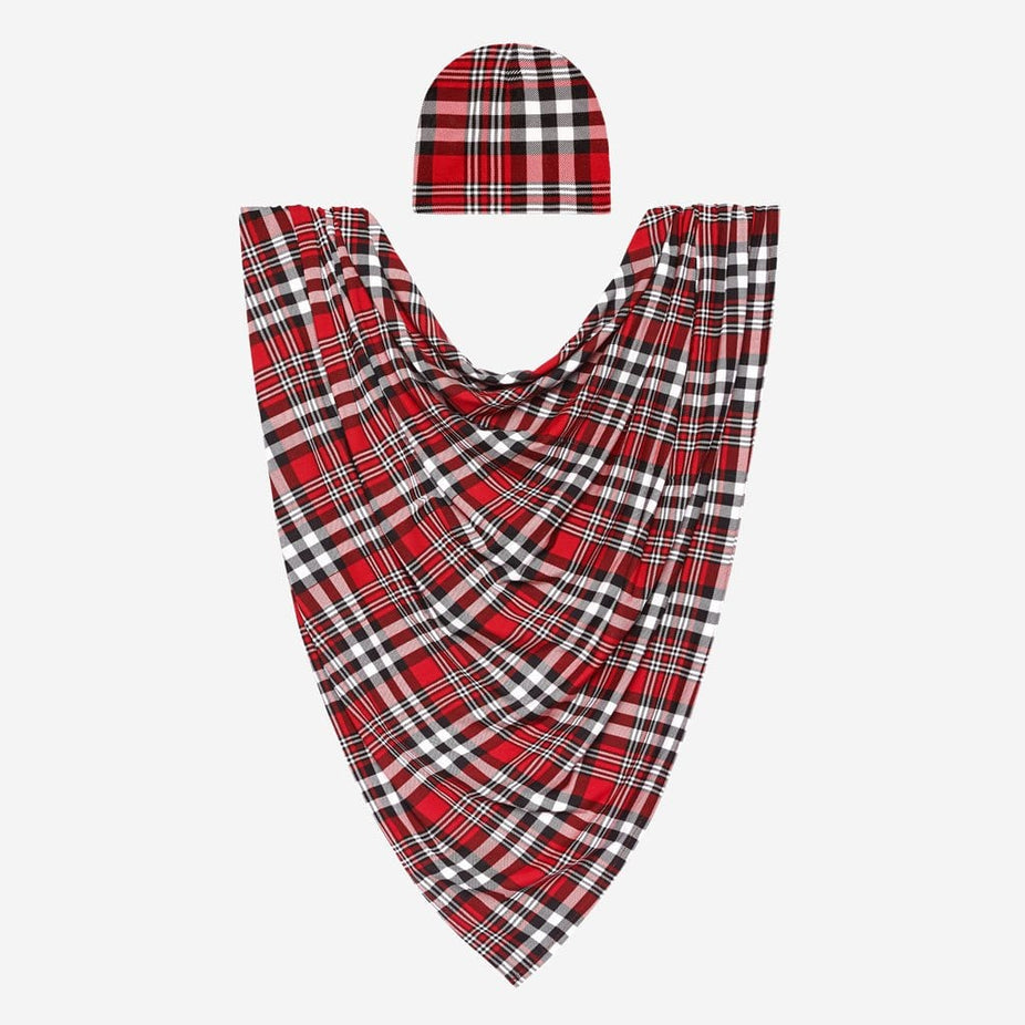 Noah Plaid Swaddle Beanie Set