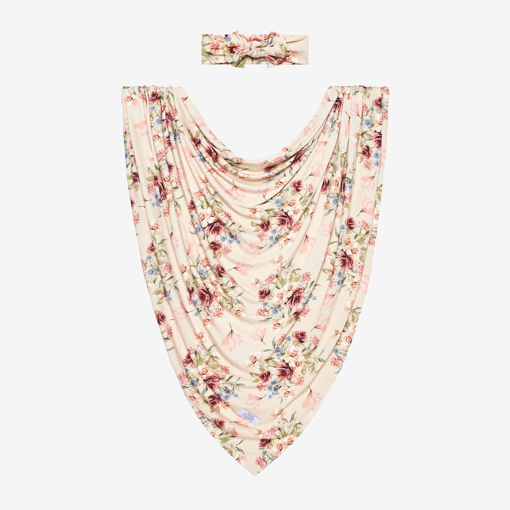 Gia Floral Swaddle Headband Set