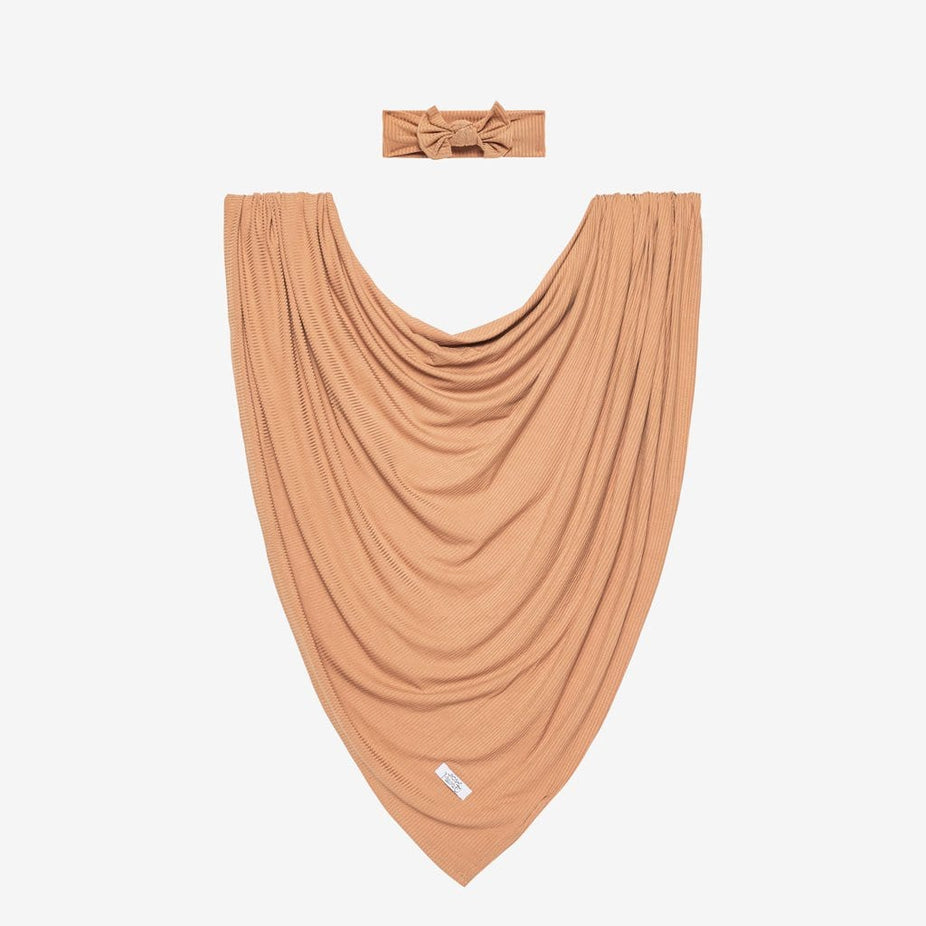 Dark Nude Ribbed Swaddle Headband Set
