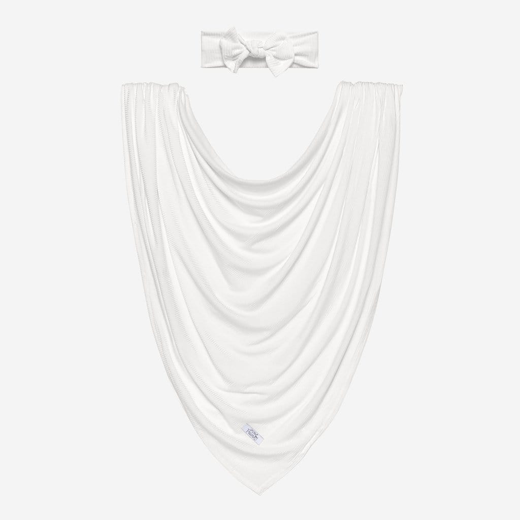 Off White Ribbed Swaddle Headband Set