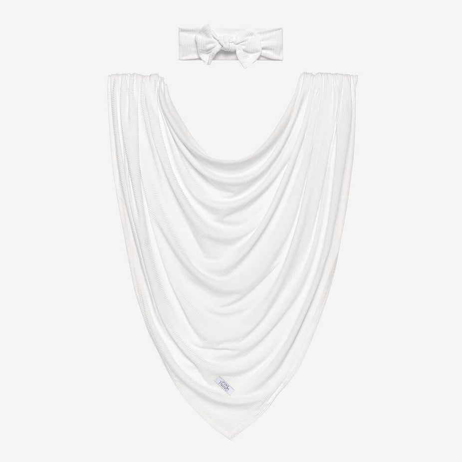Off White Ribbed Swaddle Headband Set