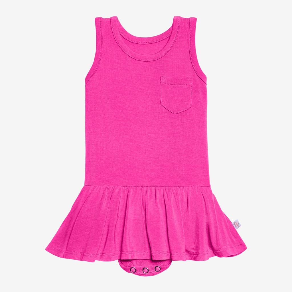 Neon Pink Racerback Twirl Skirt Bodysuit
