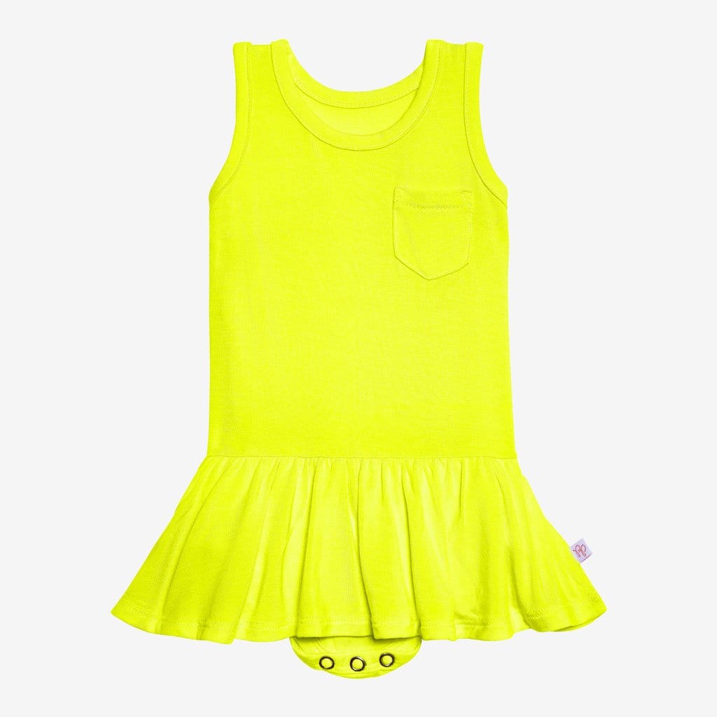 Neon Yellow Racerback Twirl Skirt Bodysuit