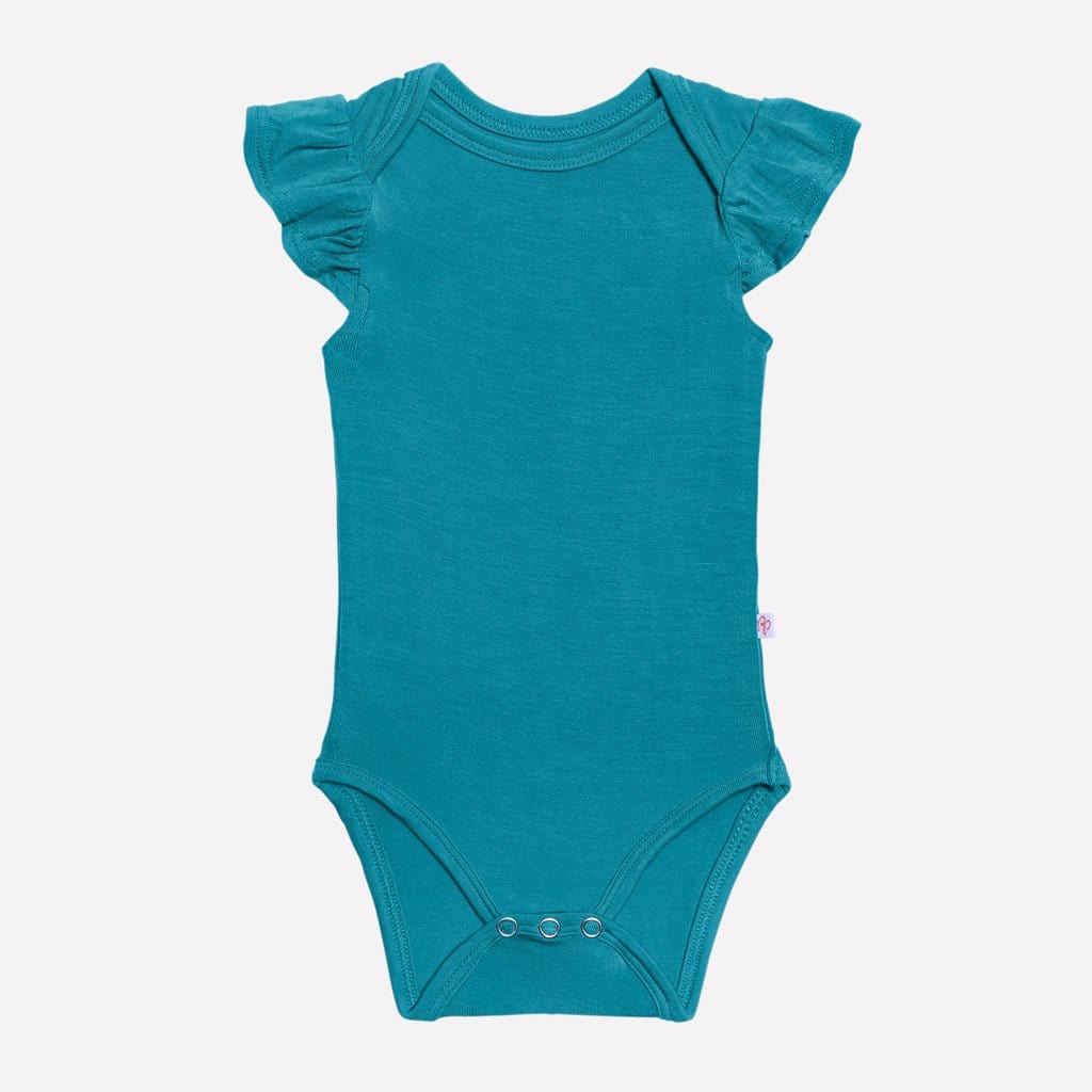 Azure Ruffled Cap Sleeve Bodysuit