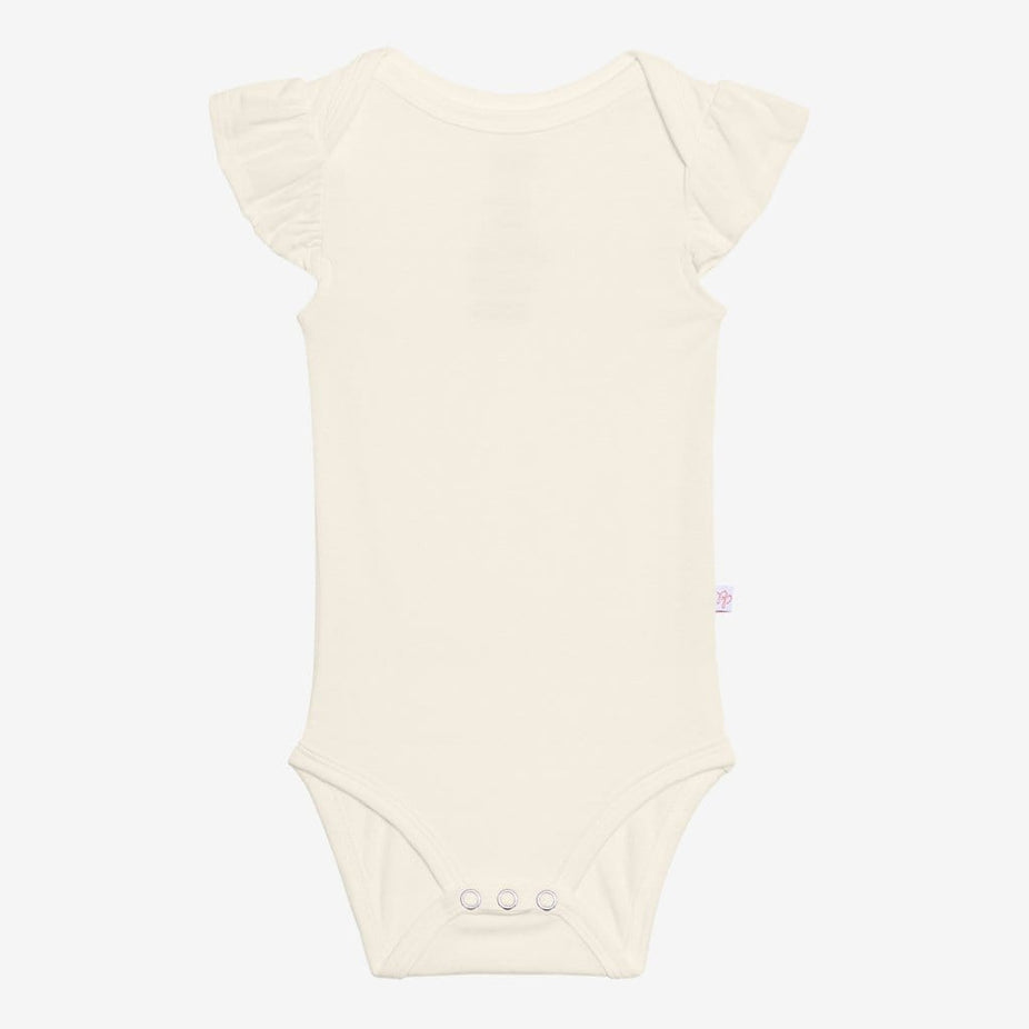 Off White Ruffled Cap Sleeve Bodysuit