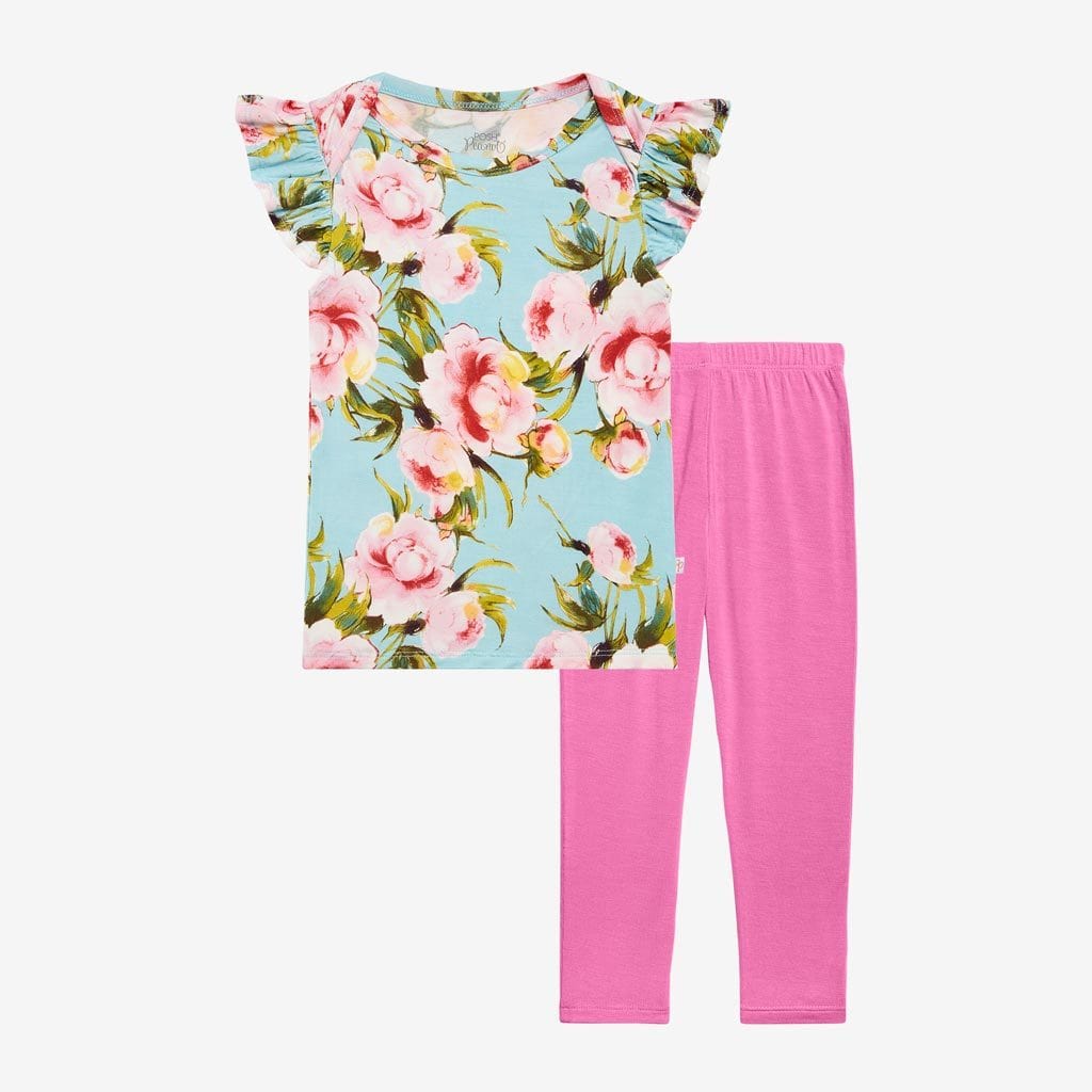 Carolina Floral Ruffled Cap Sleeve Shirt & Pants Set