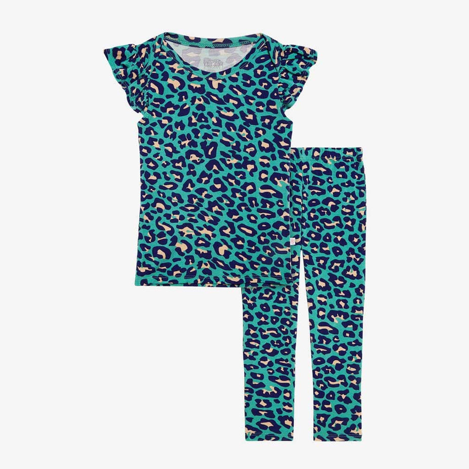 Lana Leopard Ruffled Cap Sleeve Shirt & Pants Set