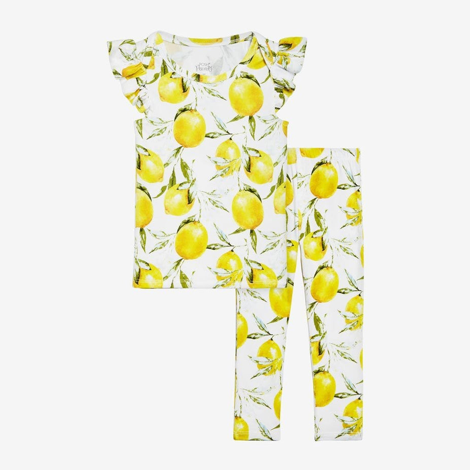 Lemon Ruffled Cap Sleeve Shirt & Pants Set
