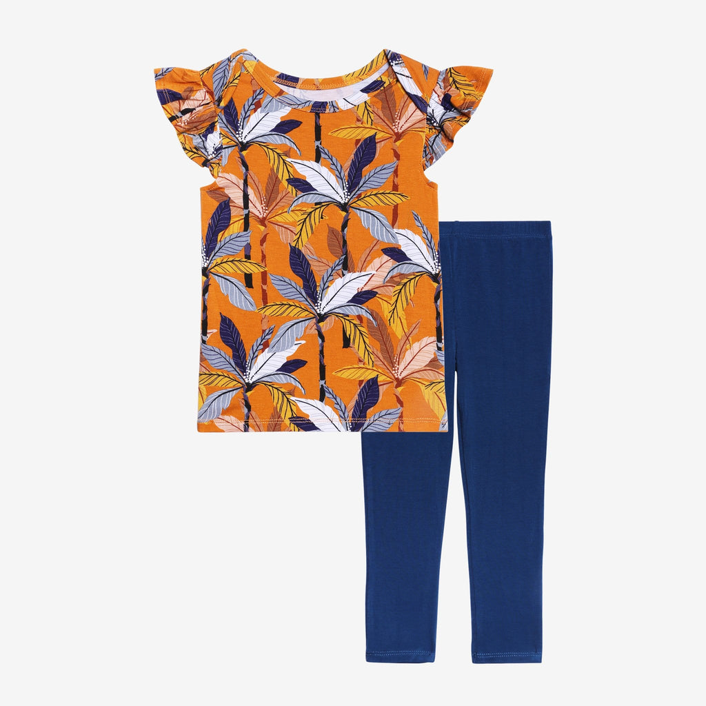 Summer Tropics Ruffled Cap Sleeve Shirt & Pants Set