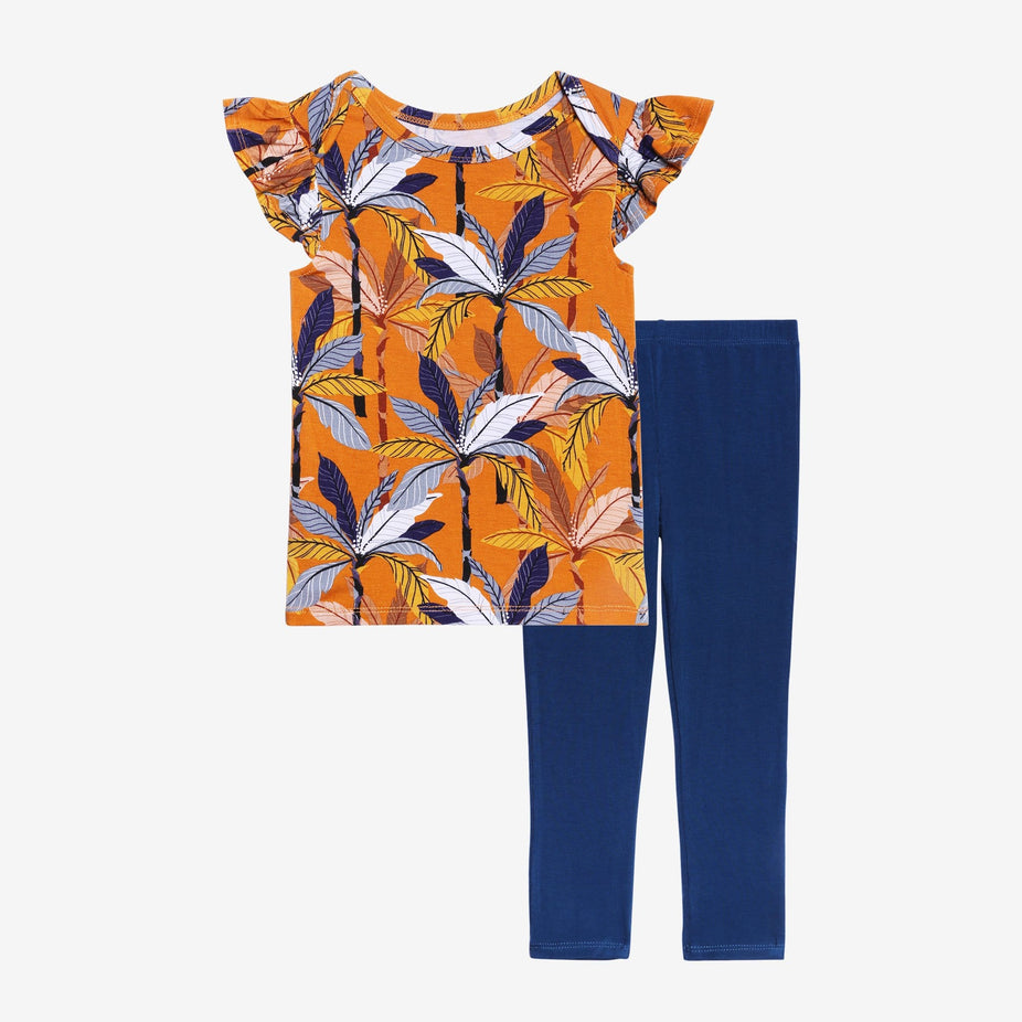 Summer Tropics Ruffled Cap Sleeve Shirt & Pants Set