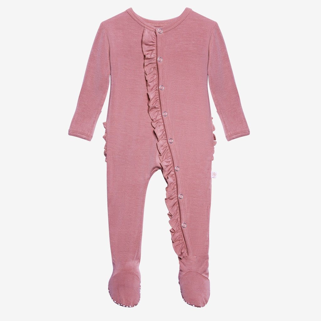 Dusty Rose Footie Ruffled Snap One Piece