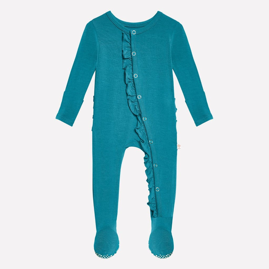 Azure Footie Ruffled Snap One Piece