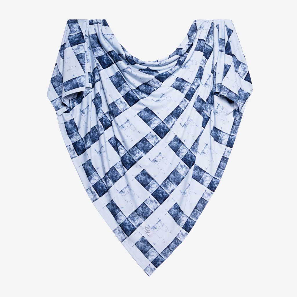Denim Plaid Swaddle Beanie Set
