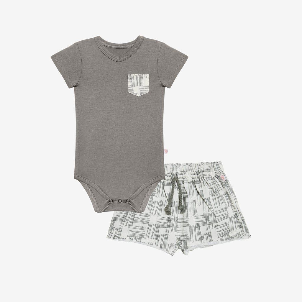 Rivers Gray Terry Shorts & Bodysuit Set