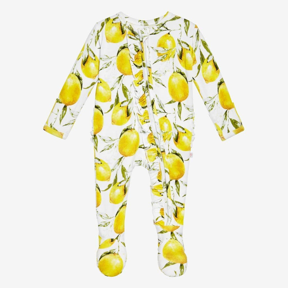 Lemon Footie Ruffled Zippered One Piece