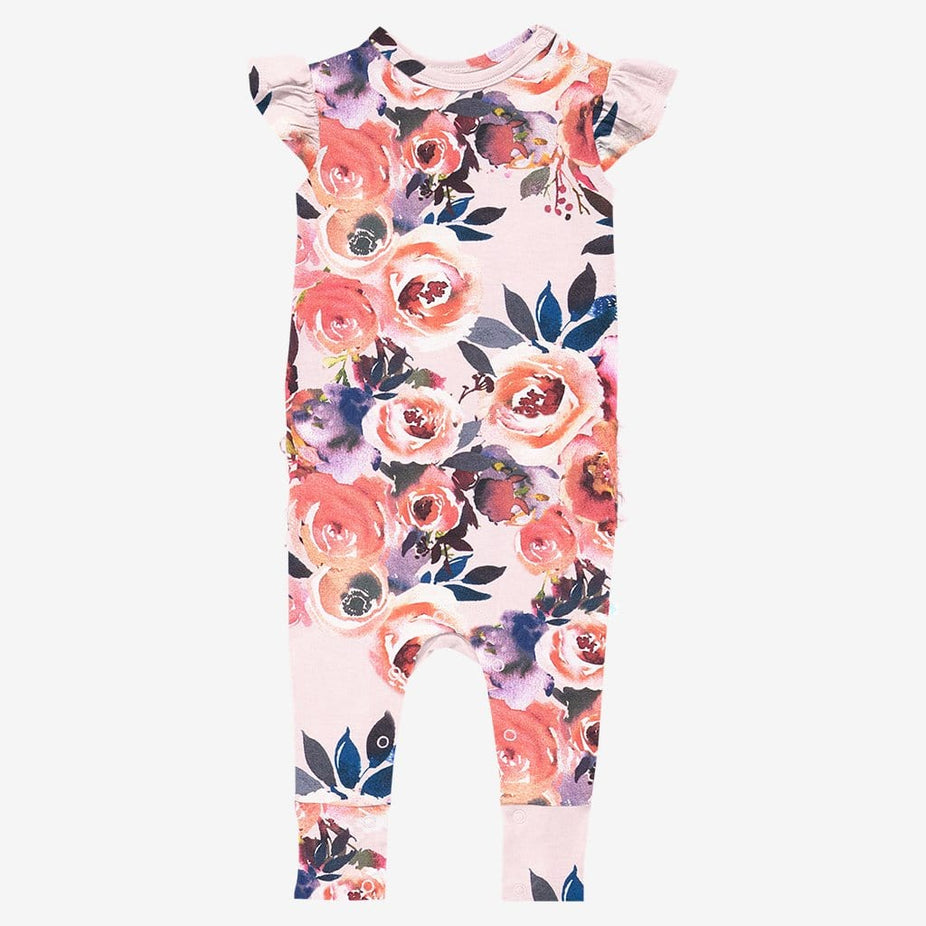 Dusk Rose Ruffled Cap Sleeve Romper