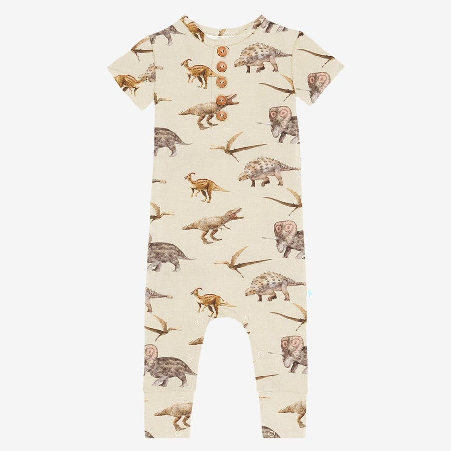 Vintage Dino Short Sleeve Henley Romper